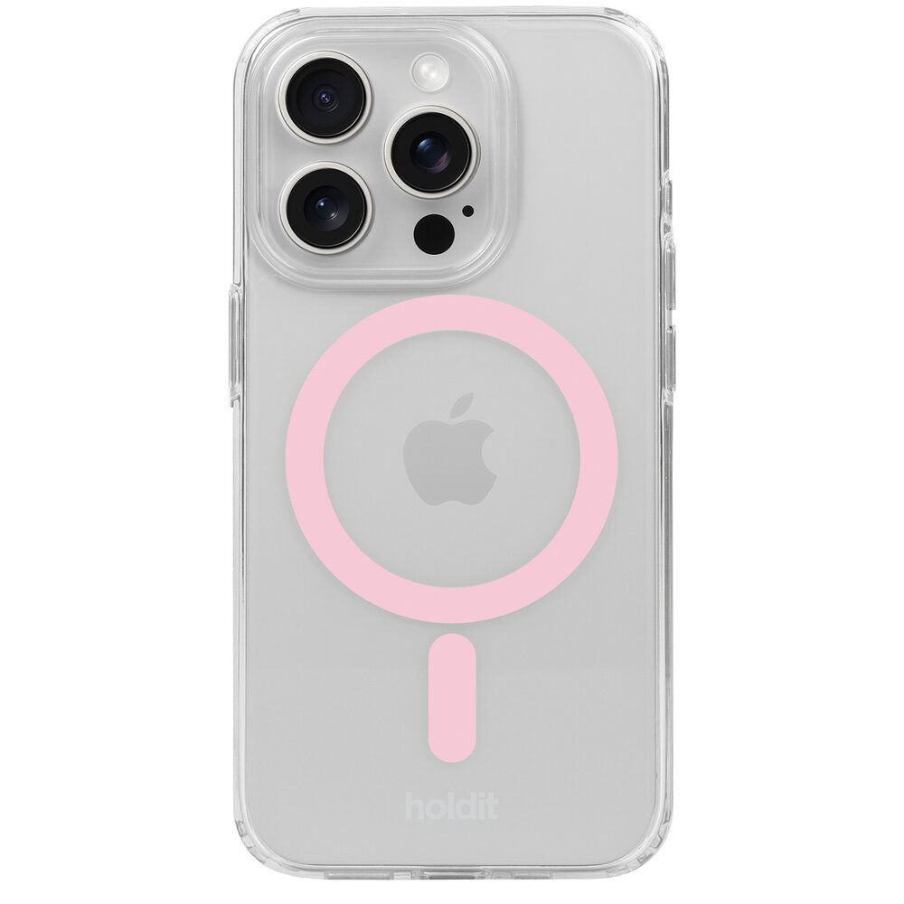 Holdit Holdit iPhone 15 Pro Max MagSafe Silikonhülle (Transparent/Rosa)