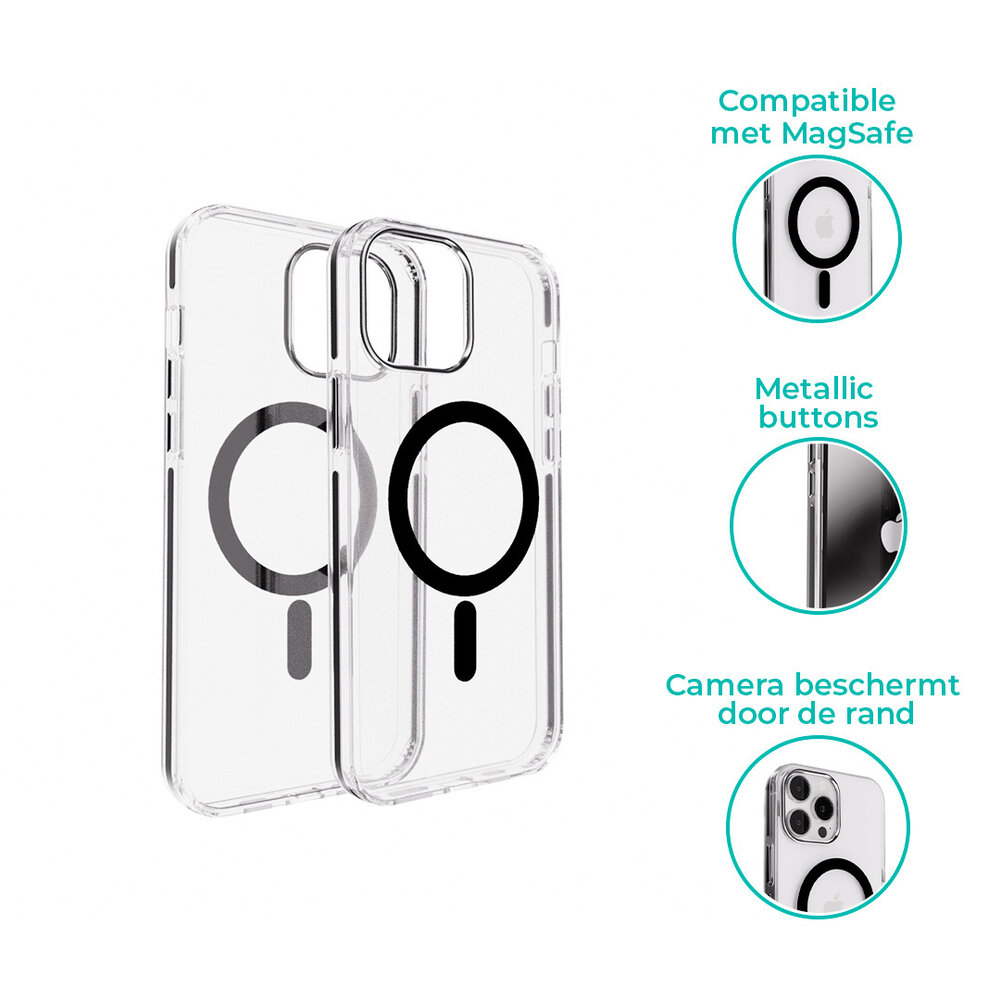 Coverzs Coverzs iPhone 15 Pro Max Clear metallic Hülle mit MagSafe (Schwarz)