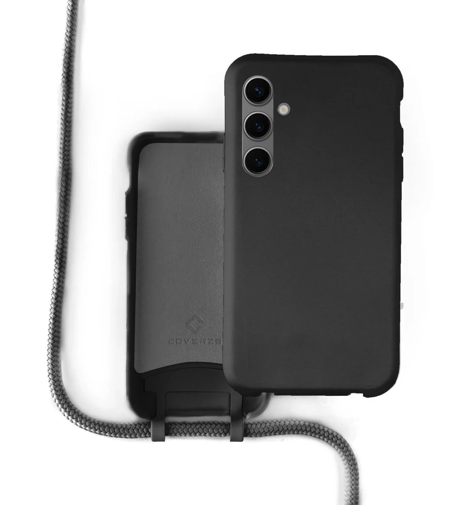Coverzs Coverzs Samsung Galaxy S23 Plus Silikon Hülle mit Kord (Schwarz)