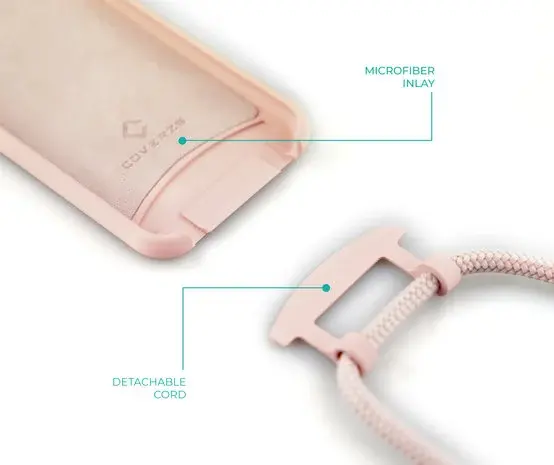 Coverzs Coverzs Samsung Galaxy S24 Plus Silikon Hülle mit Kord (Rosa)