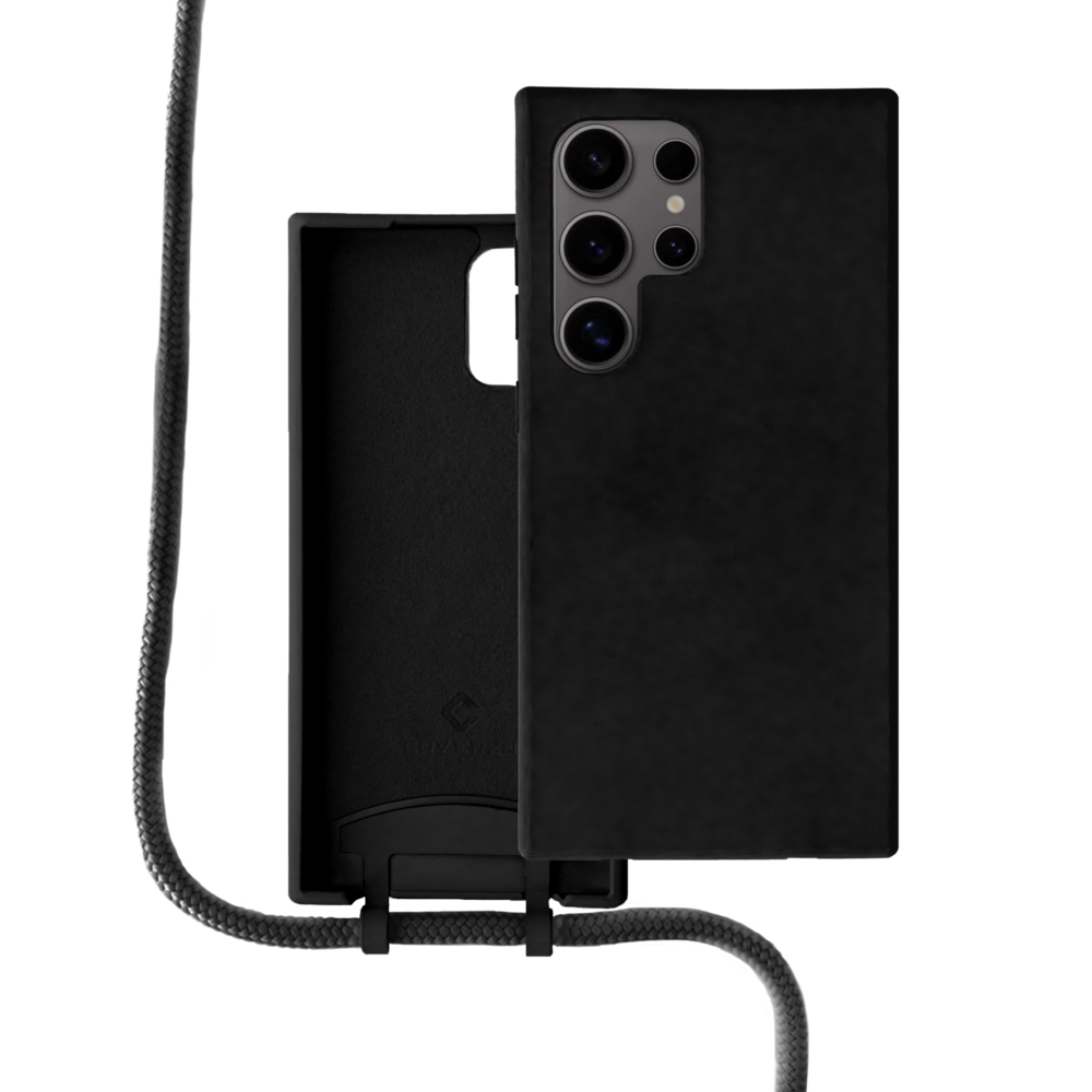 Coverzs Coverzs Samsung Galaxy S24 Ultra Silikon Hülle mit Kord (Schwarz)