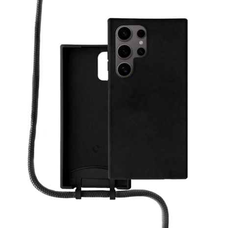 Coverzs Coverzs Samsung Galaxy S24 Ultra Silikon Hülle mit Kord (Schwarz)