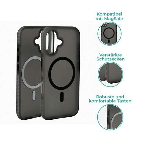 Coverzs Coverzs iPhone 16 Plus glatte Silikonhülle MagSafe (Schwarz) Coverzs Coverzs iPhone 16 Plus glatte Silikonhülle MagSafe (Schwarz)