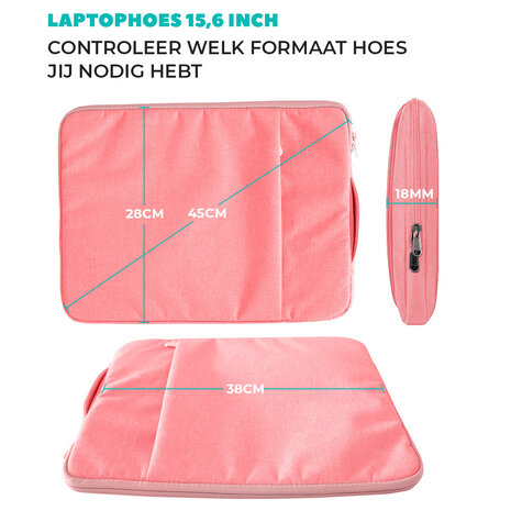Coverzs Luxus Laptoptasche 16 Zoll (Rosa)