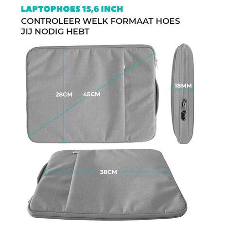 Coverzs Luxus Laptoptasche 16 Zoll (Grau) Coverzs Luxus Laptoptasche 16 Zoll (Grau)