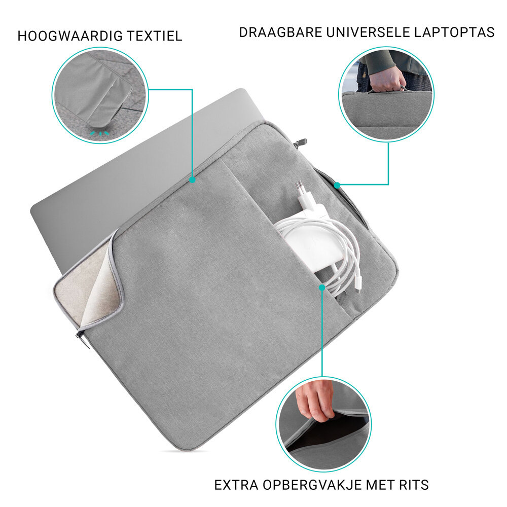 Coverzs Luxus Laptoptasche 16 Zoll (Grau) Coverzs Luxus Laptoptasche 16 Zoll (Grau)