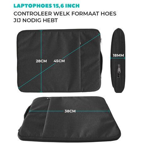 Coverzs Luxus Laptoptasche 16 Zoll (Schwarz) Coverzs Luxus Laptoptasche 16 Zoll (Schwarz)