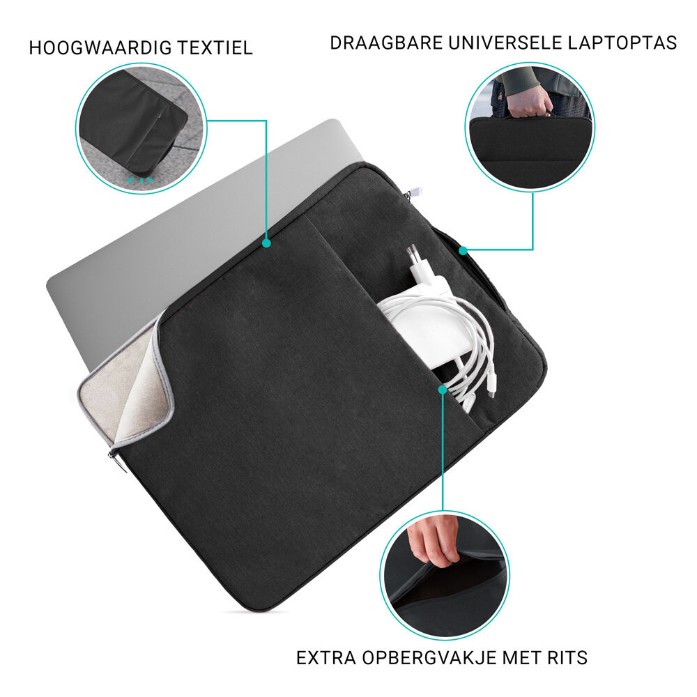 Coverzs Luxus Laptoptasche 16 Zoll (Schwarz) Coverzs Luxus Laptoptasche 16 Zoll (Schwarz)