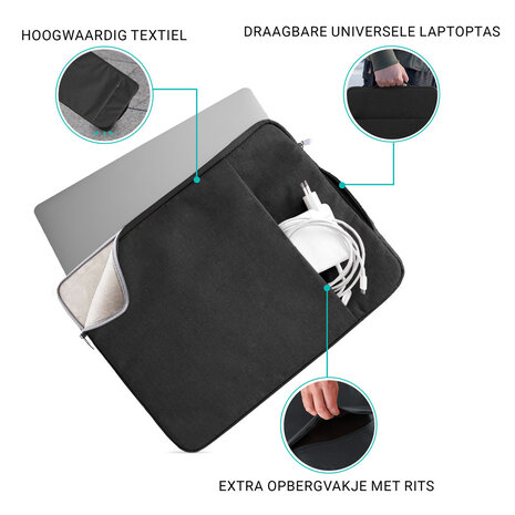 Coverzs Luxus Laptoptasche 16 Zoll (Schwarz) Coverzs Luxus Laptoptasche 16 Zoll (Schwarz)