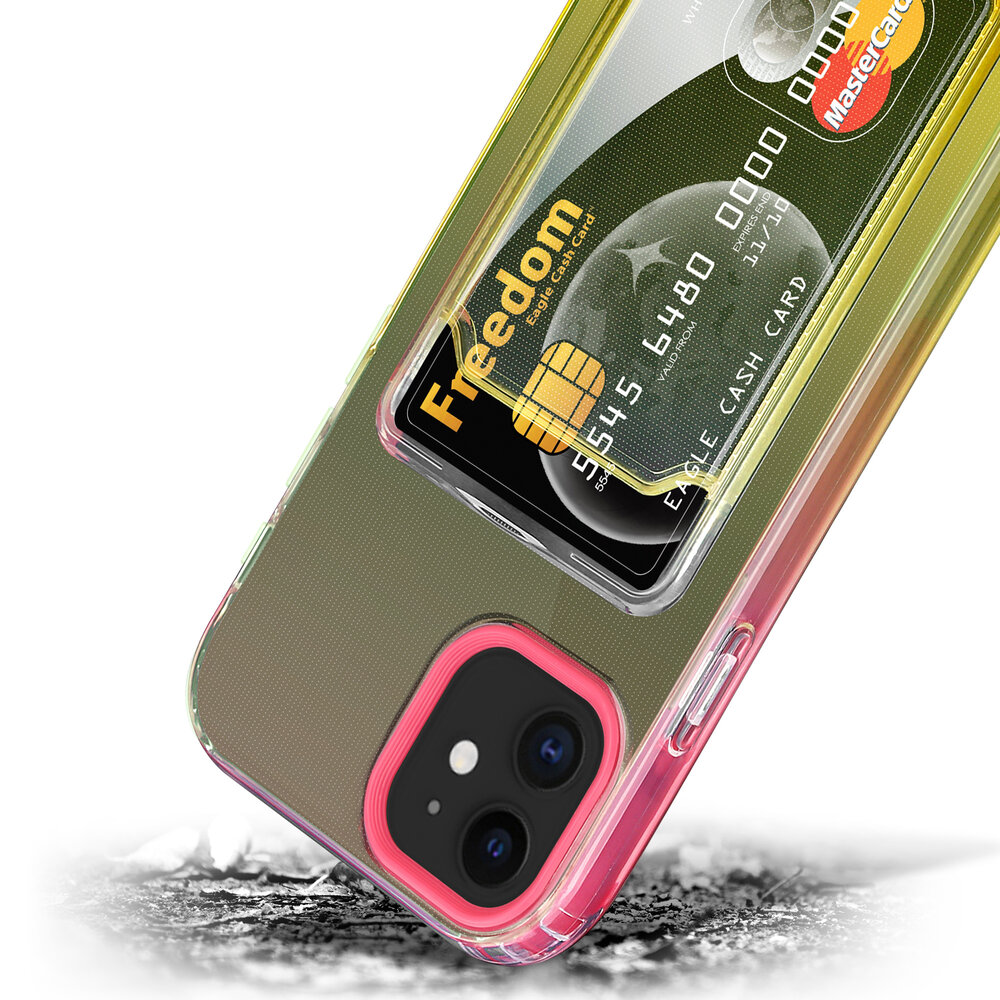 ShieldCase® ShieldCase iPhone 11 Hülle bunter Kartenhalter (Pink/Gelb)