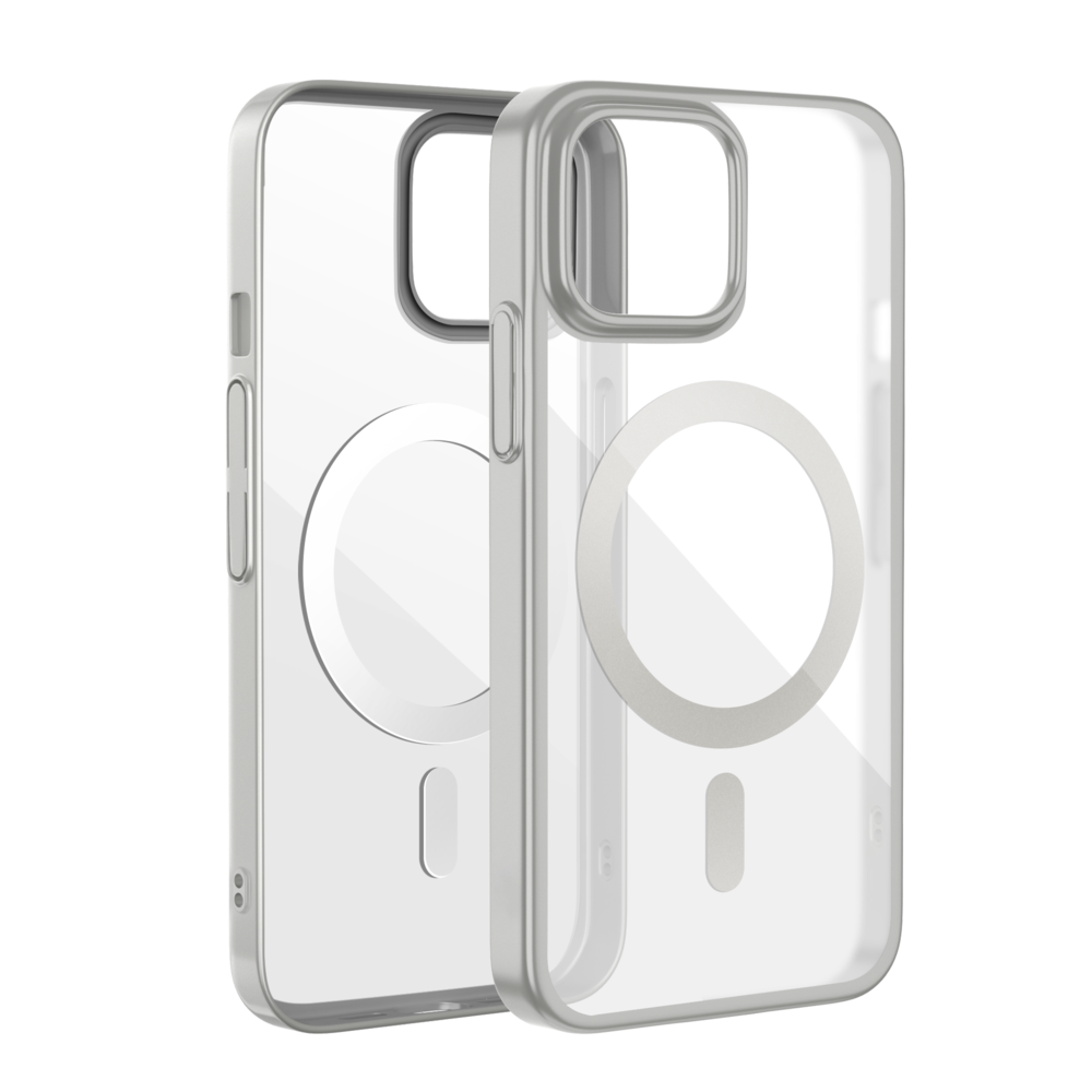 Coverzs Coverzs iPhone 12 klare MagSafe Hardcase (Silber) Coverzs Coverzs iPhone 12 klare MagSafe Hardcase (Silber)