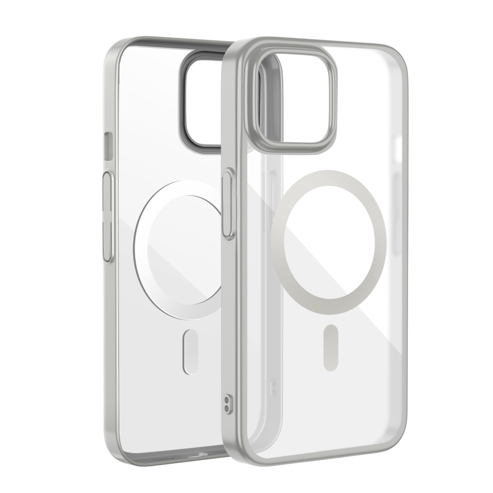 Coverzs Coverzs iPhone 14 klare MagSafe Hardcase (Silber) Coverzs Coverzs iPhone 14 klare MagSafe Hardcase (Silber)