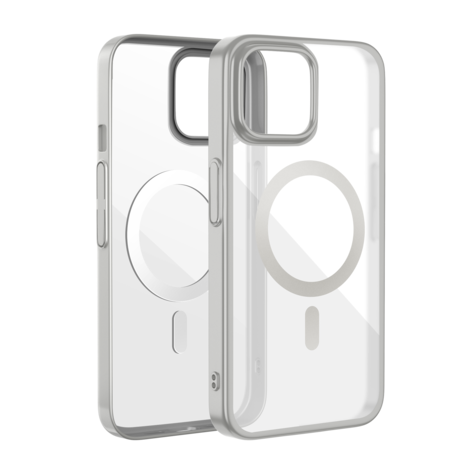 Coverzs Coverzs iPhone 15 klare MagSafe Hardcase (Silber)