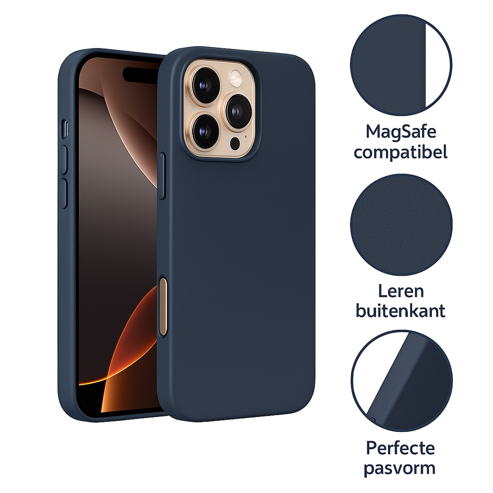 Coverzs Coverzs iPhone 16 Pro Luxus Leder MagSafe Hülle (Dunkelblau) Coverzs Coverzs iPhone 16 Pro Luxus Leder MagSafe Hülle (Dunkelblau)
