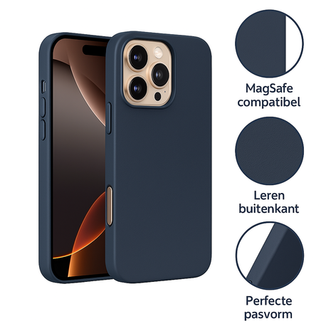 Coverzs Coverzs iPhone 16 Pro Luxus Leder MagSafe Hülle (Dunkelblau) Coverzs Coverzs iPhone 16 Pro Luxus Leder MagSafe Hülle (Dunkelblau)