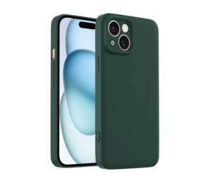 ShieldCase® iPhone 15 Silikon MagSafe back cover (Dunkelgrün)