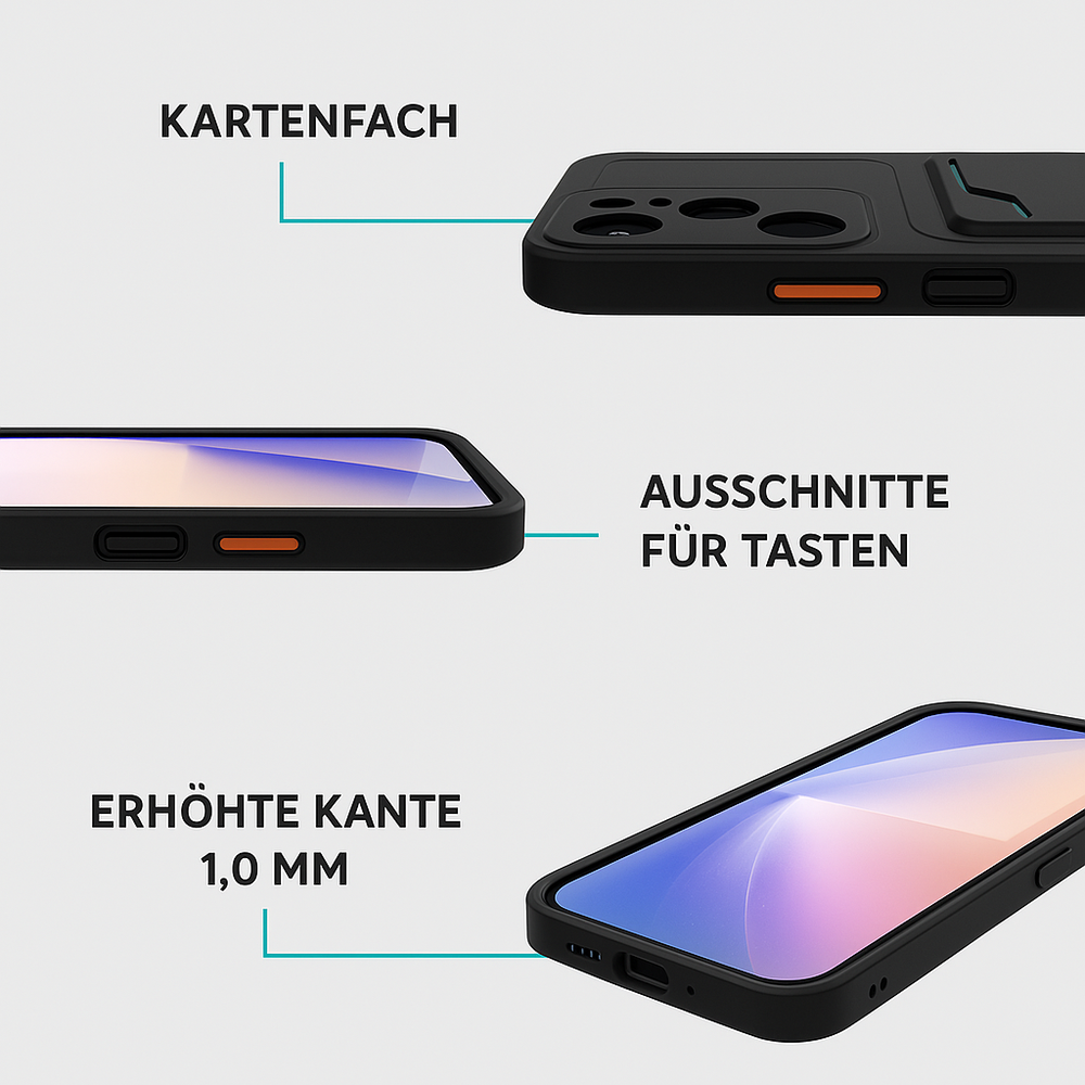 ShieldCase® ShieldCase Samsung Galaxy A14 4G/5G Silikonhülle mit Kartenfach (Schwarz) ShieldCase® ShieldCase Samsung Galaxy A14 4G/5G Silikonhülle mit Kartenfach (Schwarz)