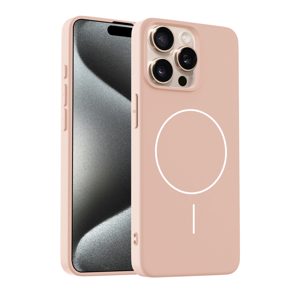 Coverzs Coverzs iPhone 13 Pro MagSafe Silikonhülle 'Slim' (Hellrosa)