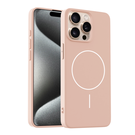 Coverzs Coverzs iPhone 15 Pro MagSafe Silikonhülle 'Slim' (Hellrosa)