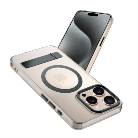 Coverzs Coverzs iPhone 15 Pro Max MagSafe Hardcase mit Ständer (Grau) Coverzs Coverzs iPhone 15 Pro Max MagSafe Hardcase mit Ständer (Grau)
