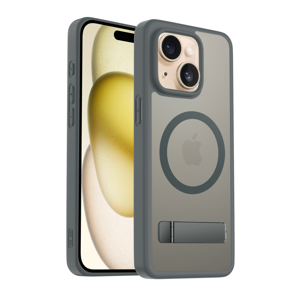 Coverzs Coverzs iPhone 15 Pro Max matte MagSafe Hülle mit Ständer (Grau) Coverzs Coverzs iPhone 15 Pro Max matte MagSafe Hülle mit Ständer (Grau)