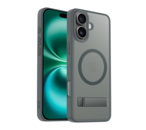 Coverzs iPhone 16 matte MagSafe Hülle mit Ständer (Grau)