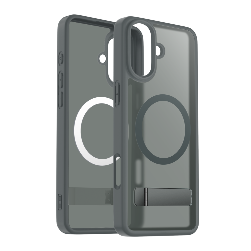 Coverzs Coverzs iPhone 16 matte MagSafe Hülle mit Ständer (Grau) Coverzs Coverzs iPhone 16 matte MagSafe Hülle mit Ständer (Grau)