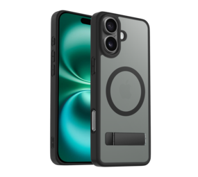 Coverzs iPhone 16 matte MagSafe Hülle mit Ständer (Schwarz)