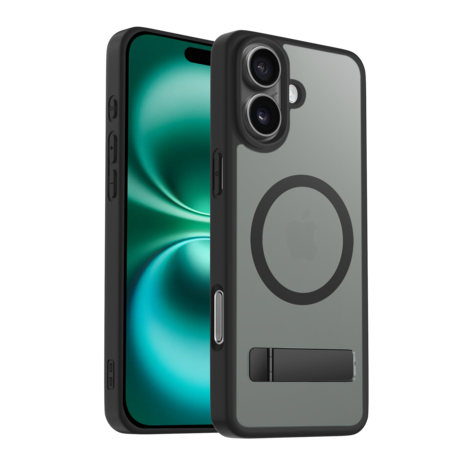 Coverzs Coverzs iPhone 16 matte MagSafe Hülle mit Ständer (Schwarz)