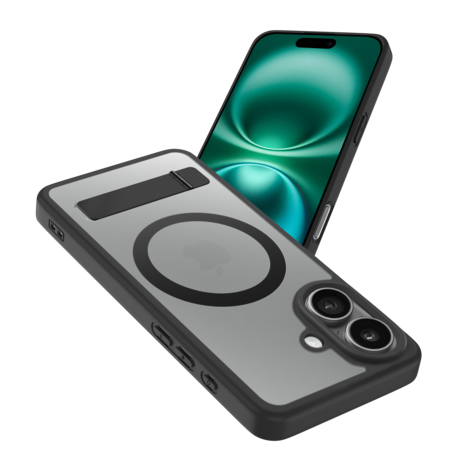Coverzs Coverzs iPhone 16 matte MagSafe Hülle mit Ständer (Schwarz)