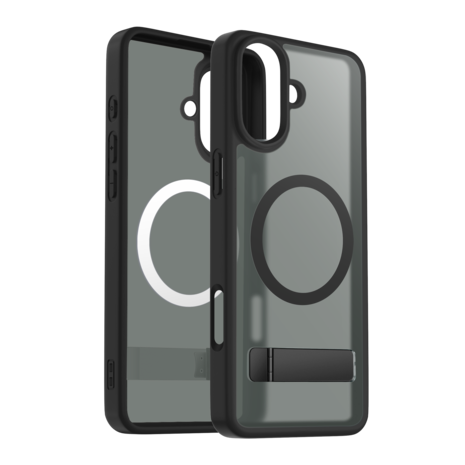 Coverzs Coverzs iPhone 16 matte MagSafe Hülle mit Ständer (Schwarz)