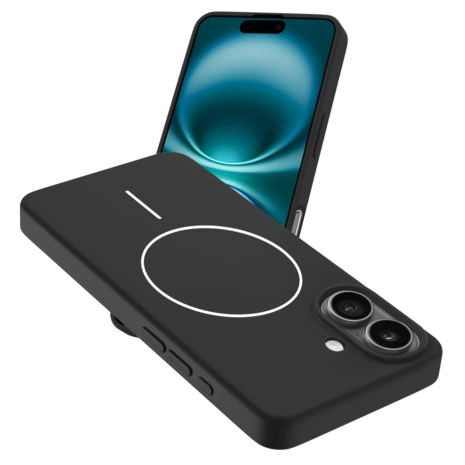 Coverzs Coverzs iPhone 16 Plus MagSafe Silikonhülle 'Slim' (Schwarz) Coverzs Coverzs iPhone 16 Plus MagSafe Silikonhülle 'Slim' (Schwarz)