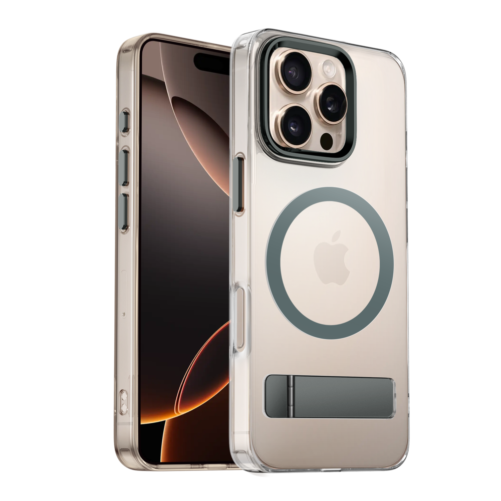 Coverzs Coverzs iPhone 16 Pro Max MagSafe Hardcase mit Ständer (Grau) Coverzs Coverzs iPhone 16 Pro Max MagSafe Hardcase mit Ständer (Grau)