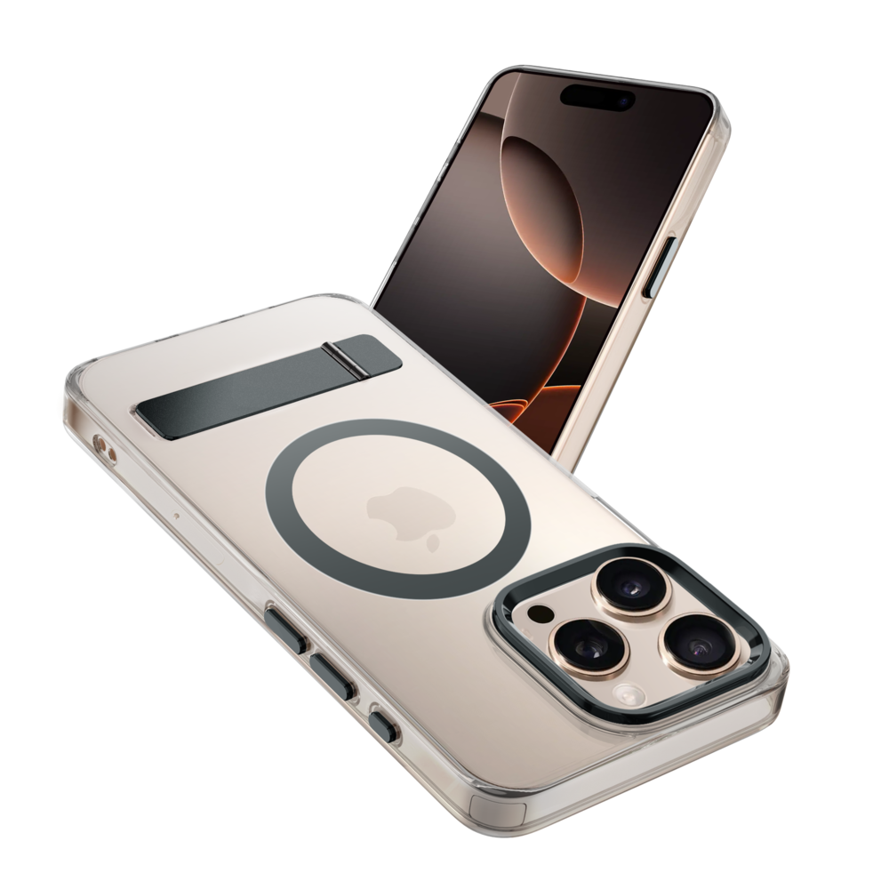 Coverzs Coverzs iPhone 16 Pro Max MagSafe Hardcase mit Ständer (Grau) Coverzs Coverzs iPhone 16 Pro Max MagSafe Hardcase mit Ständer (Grau)