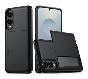 ShieldCase® Samsung Galaxy S25 Edge Kartenfach Hülle mit Schieb (Schwarz)