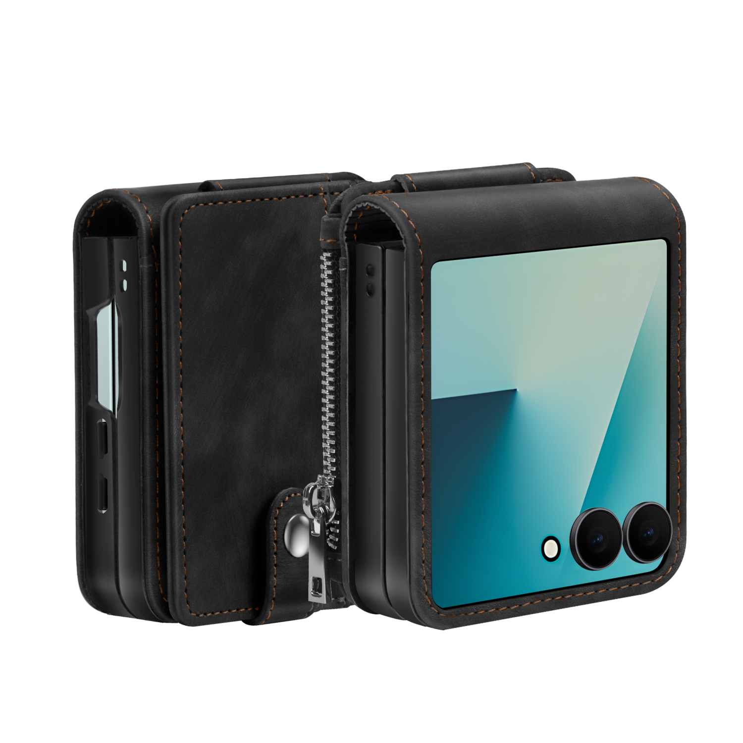 Samsung Galaxy Z Flip 7 Lederhlle mit Abnehmbare Wallet (Schwarz) -  Huellen-shop.de