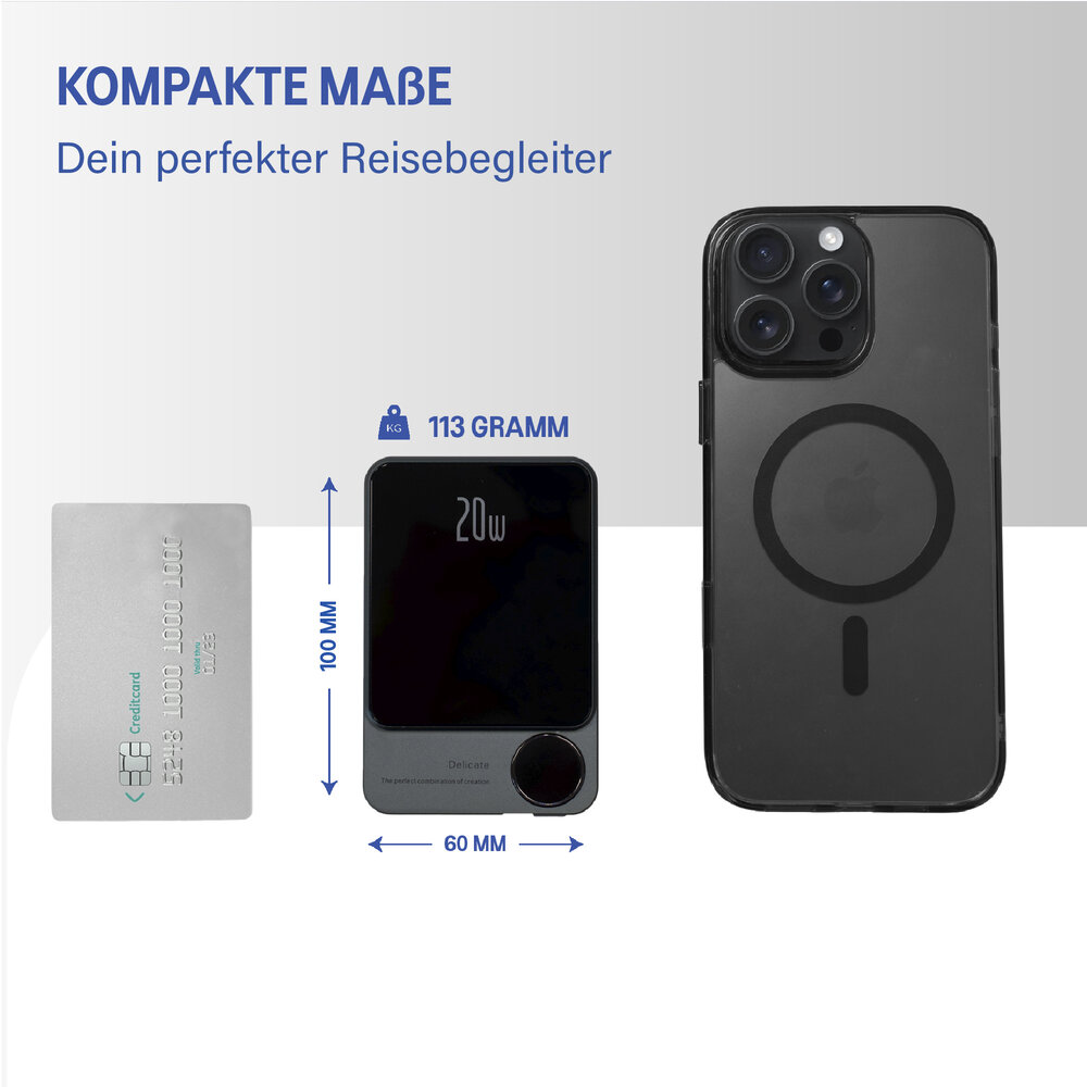 Coverzs Coverzs 20W MagSafe Solid 5.000 mAh Powerbank (Schwarz)