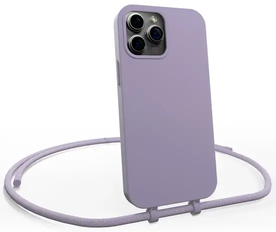 Coverzs Coverzs Silikon Hülle mit Band iPhone 16 Pro (Lila)