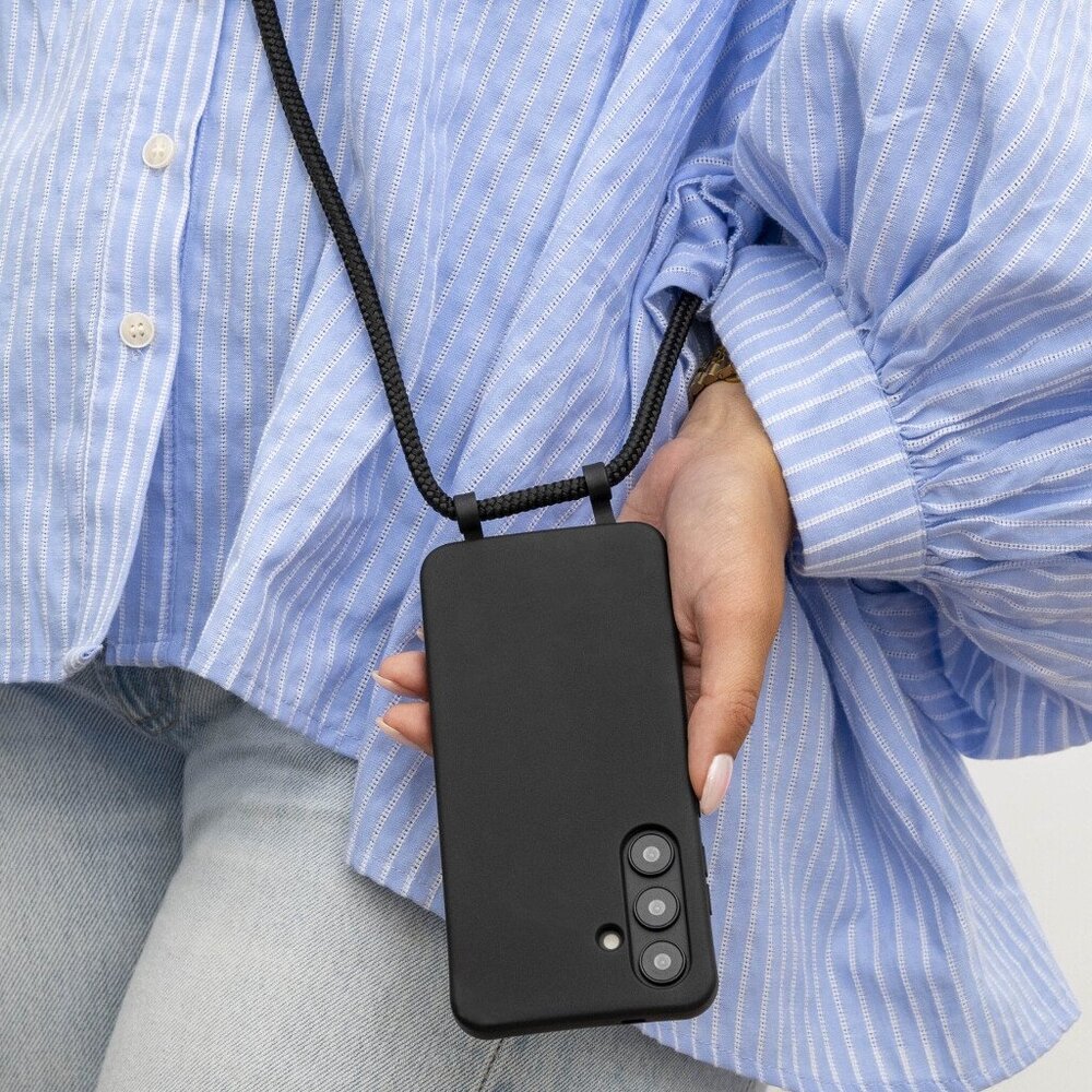 Coverzs Coverzs Samsung Galaxy S24 Plus Silikonhülle mit Kord (Schwarz) Coverzs Coverzs Samsung Galaxy S24 Plus Silikonhülle mit Kord (Schwarz)