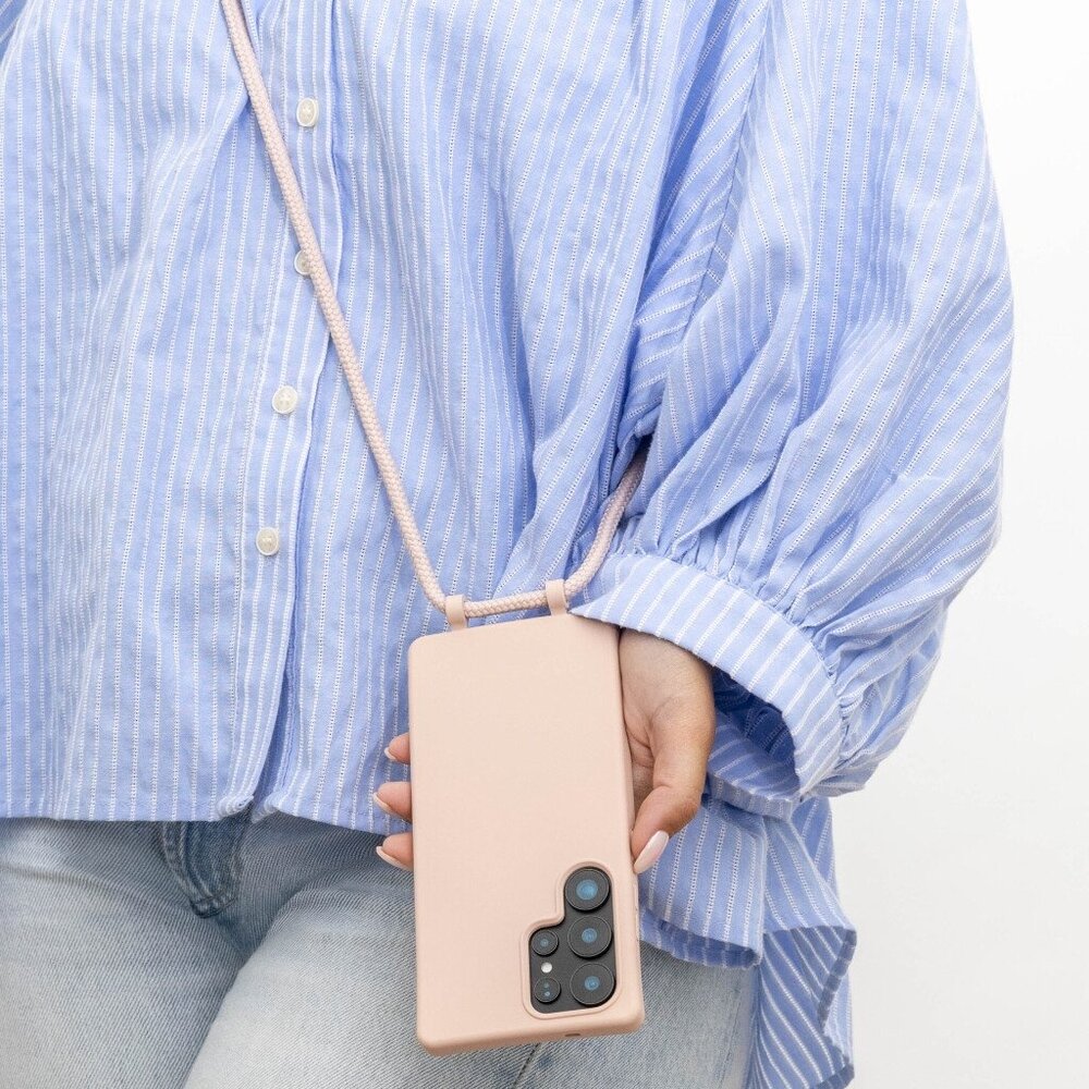 Coverzs Coverzs Samsung Galaxy S24 Ultra Silikonhülle mit Kord (Rosa) Coverzs Coverzs Samsung Galaxy S24 Ultra Silikonhülle mit Kord (Rosa)