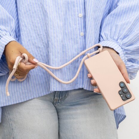 Coverzs Coverzs Samsung Galaxy S25 Ultra Silikonhülle mit Kord (Rosa) Coverzs Coverzs Samsung Galaxy S25 Ultra Silikonhülle mit Kord (Rosa)