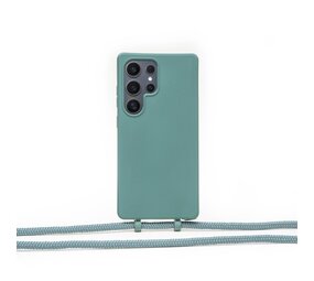 Coverzs Samsung Galaxy S25 Ultra Silikonhülle mit Kord (Dunkelgrün)