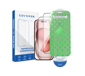 Coverzs iPhone 15 Displayschutz aus gehärtetem Glas mit Rahmen (2-Pack)