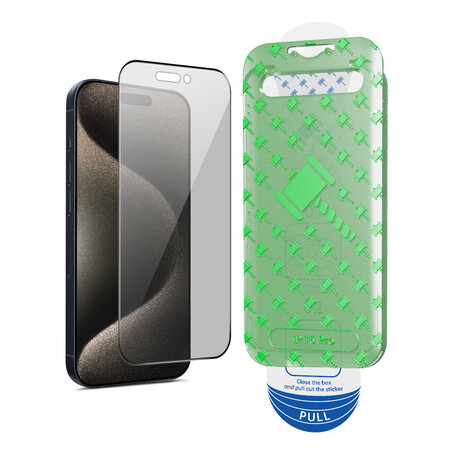 Coverzs Coverzs iPhone 15 Pro Privacy Displayschutz aus gehärtetem Glas mit Rahmen (2-Pack)