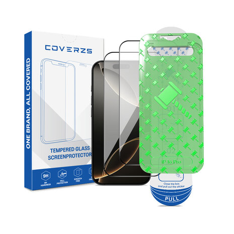 Coverzs Coverzs iPhone 16 Pro Displayschutz aus gehärtetem Glas mit Rahmen (2-Pack) Coverzs Coverzs iPhone 16 Pro Displayschutz aus gehärtetem Glas mit Rahmen (2-Pack)