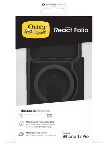 Otterbox OtterBox iPhone 17 Pro React Folio MagSafe bookcase (Transparent/Schwarz)