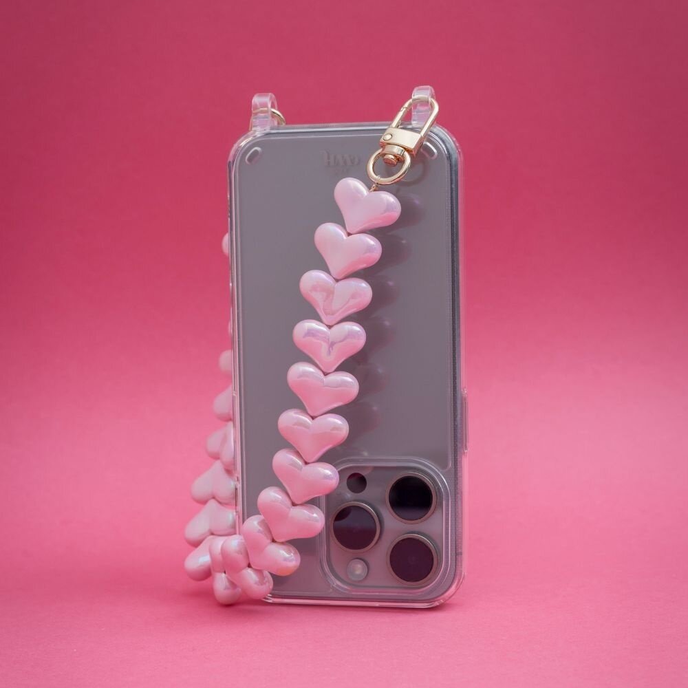 xoxo Wildhearts xoxo Wildhearts iPhone 17 Air - Funky Hearts (Pink Metal) Transparenter Hülle mit Kord xoxo Wildhearts xoxo Wildhearts iPhone 17 Air - Funky Hearts (Pink Metal) Transparenter Hülle mit Kord