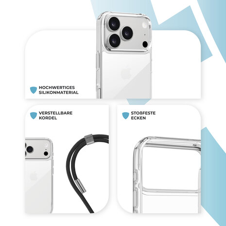 ShieldCase® ShieldCase iPhone 17 Pro Max Schockhülle mit Kord (Transparent) ShieldCase® ShieldCase iPhone 17 Pro Max Schockhülle mit Kord (Transparent)