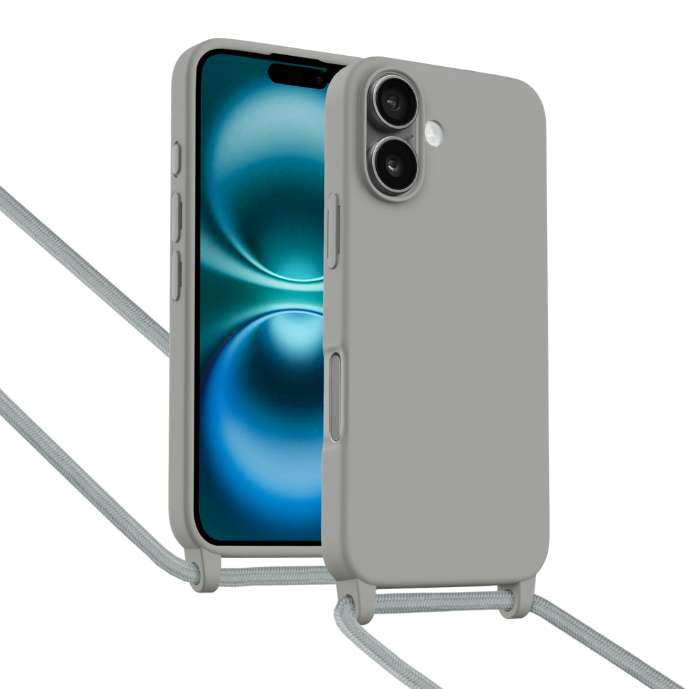 ShieldCase® ShieldCase iPhone 16 Hülle mit Band (Grau) ShieldCase® ShieldCase iPhone 16 Hülle mit Band (Grau)