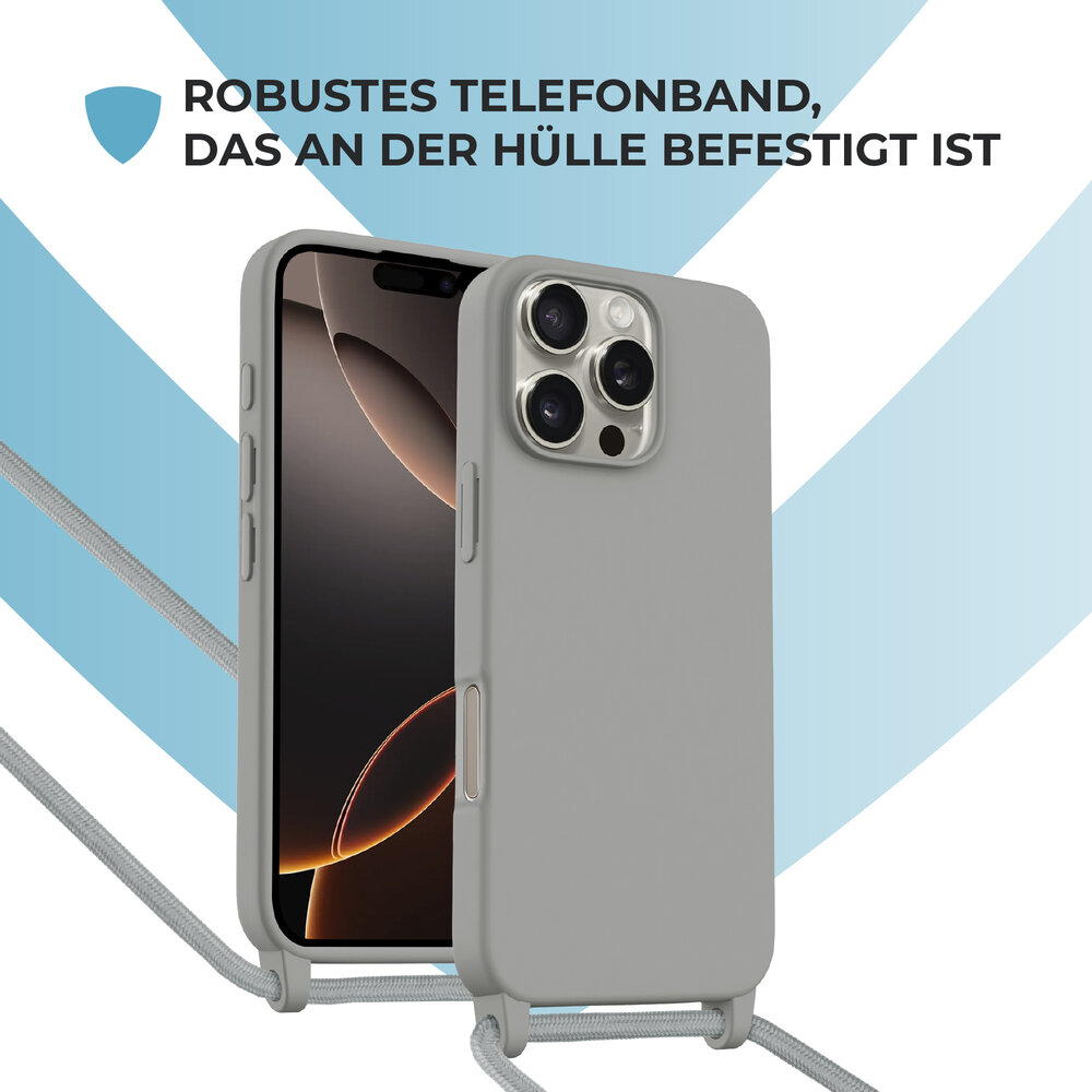 ShieldCase® ShieldCase iPhone 16 Pro Max Hülle mit Band (Grau) ShieldCase® ShieldCase iPhone 16 Pro Max Hülle mit Band (Grau)